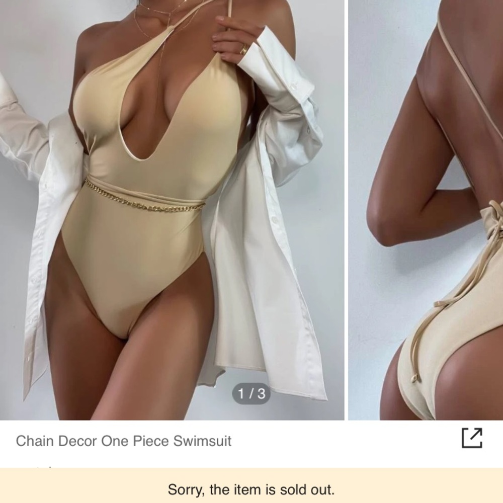 BRAND NEW Nude One Piece Swimsuit w/ Chain